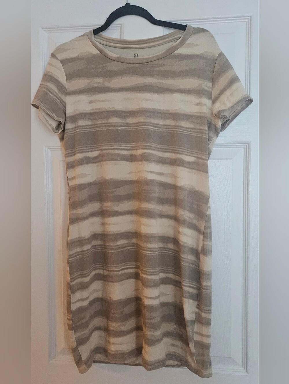 NOBO Neutral Striped Mini Streched Dress. Fits L/XL. Like New.